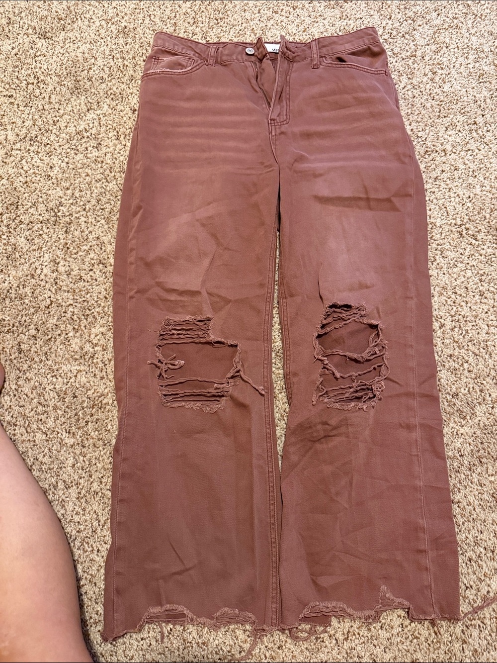 Rust-Colored Distressed Ankle Jeans - Women